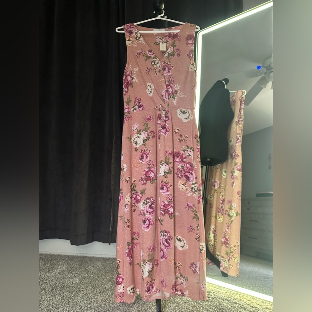 Pink Floral Anthropologie Long Dress